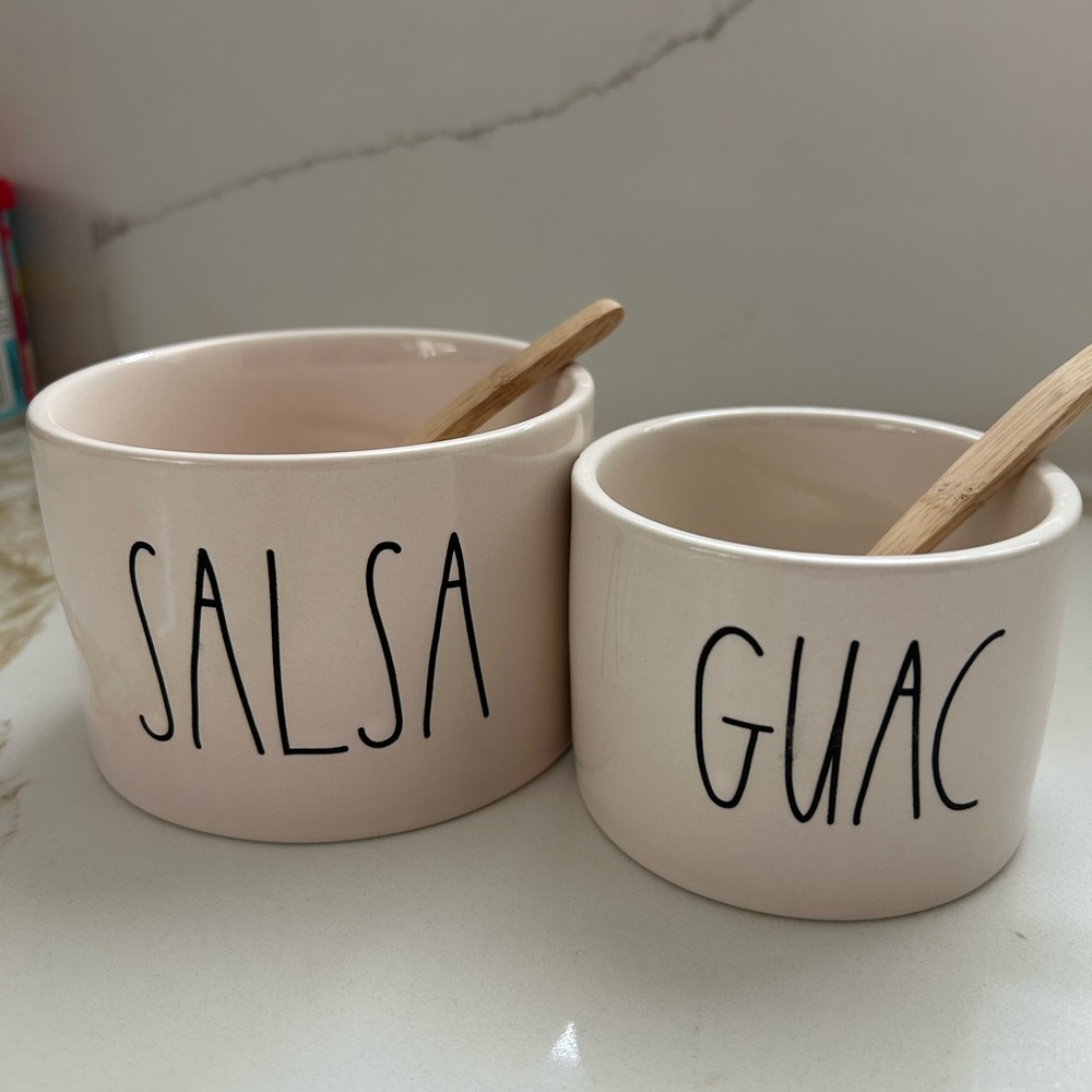 Rae Dunn Blush Pink Salsa & Guac Bowl Set